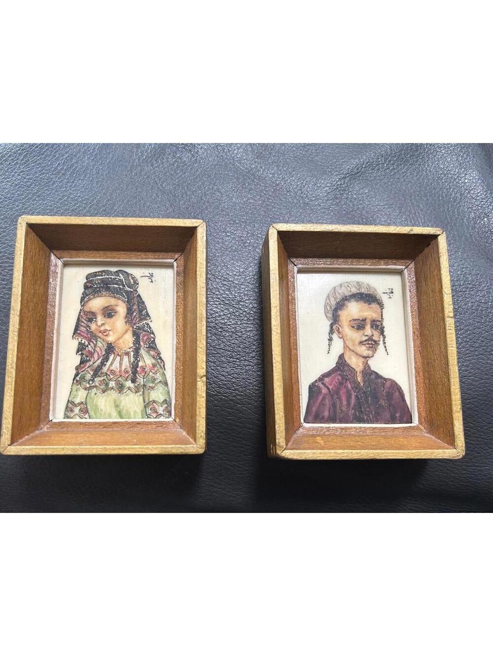Vintage Framed Portraits - Set of 2